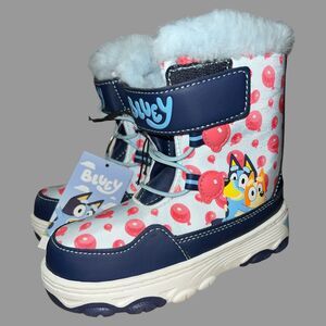 Bluey Snow Boots Toddler Size 10 Disney Bingo Blue Pink Balloons NEW